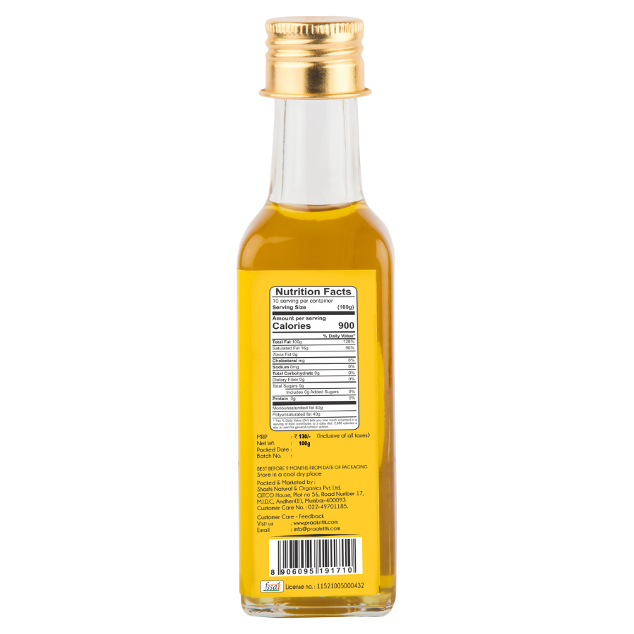 Organic Cold Pressed Sesame Oil | 100 ml | Praakritik